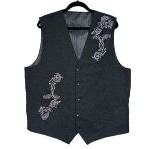 Venezzi Glitter Print Waistcoat Vest Black
